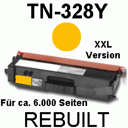 Toner-Patrone rebuilt Brother (TN-328Y) Yellow MFC-9460CDN/9465CDN/9970CDW, HL-4140CN/4150CDN/4570CDW/4570CDWT, DCP-9055CDN/9270CDN